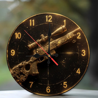 Golden Clock Face With Sniper Rifle