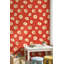 Papier peint floral avec décorations murales amovibles rouges