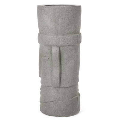 Outdoor Stone Gray Magnesium Oxide Flower Planter - 24.06 In Height, 9.67 Width, 9.53 Depth, 13.37 Lb Weight Oxide, Shade, In. H, W, D, Lb.
