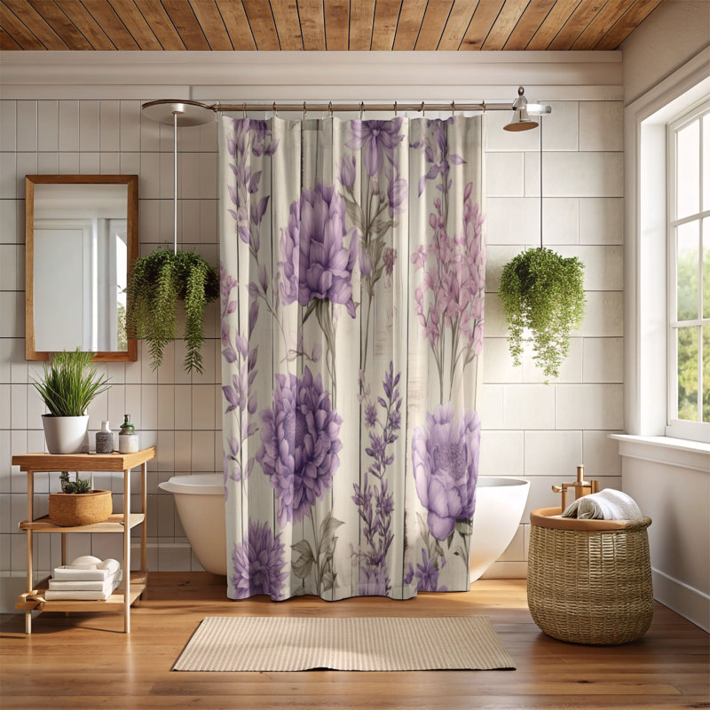 Lavender Moments - Rideau de douche Premium, H 74 po x l 71 po