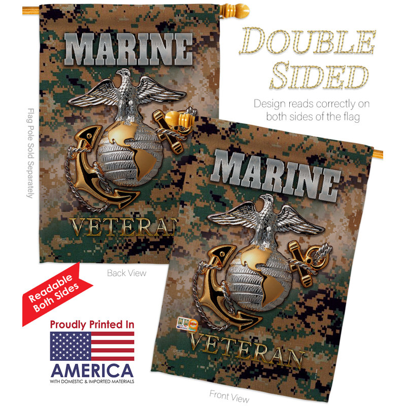 Polyester 40 x 28 po american marine vétéran de 2 côtés drapeau maison