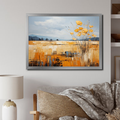 Jaune bleu audacieux, ciel et prairies dorées - impression