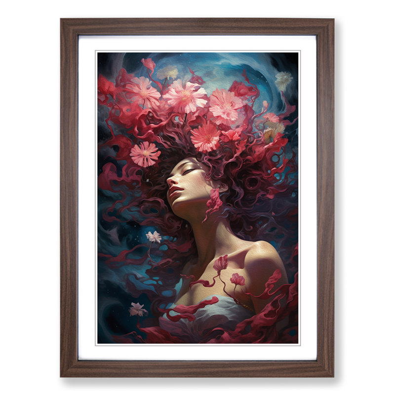 Single Picture Frame Print on Wood, Walnut Framed, 34cm H x 25cm W