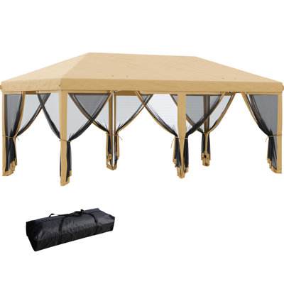 Auvent 10 'X 20' avec filet. Parasol d'extérieur robuste. Beige Excellent pour les espaces de fête, les jardins et les patios. Bloque et offre des chambres spacieuses. Filet facile à assembler, soleil robuste