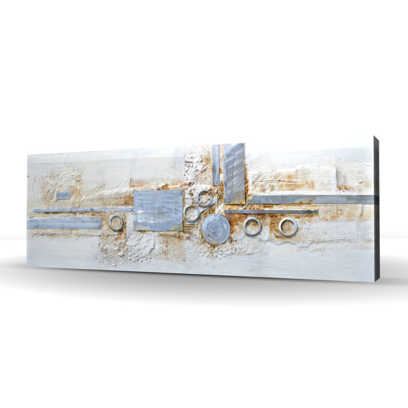 Toile à finition abstraite en métal | Décor industriel gris