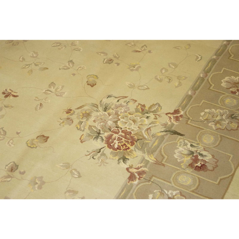High-Quality Hand-Knotted Beige Area Rug