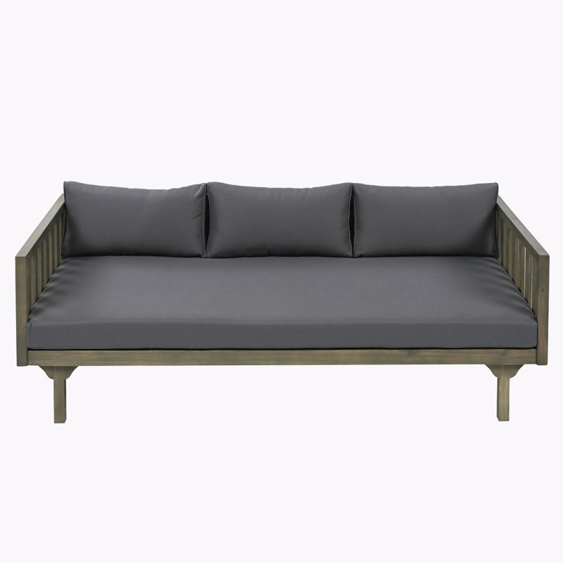 Canapé d'extérieur en bois massif pour patio, Gris, Gris