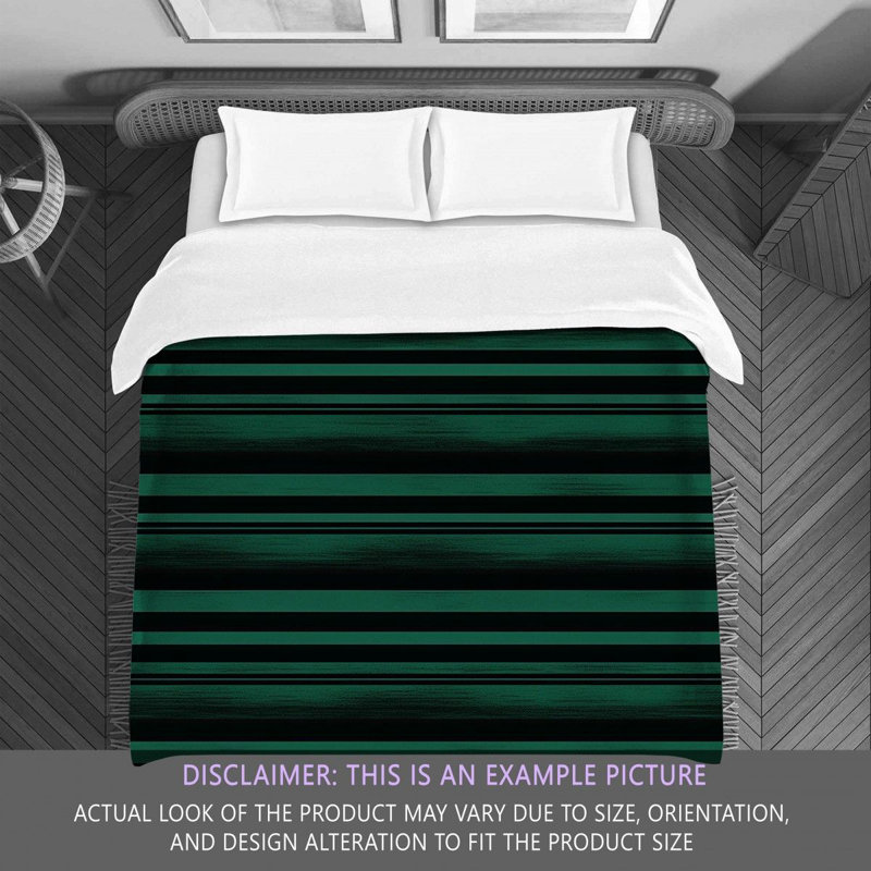 Polyester Comforter, Twin Extra Long Comforter, Black/Green Striped