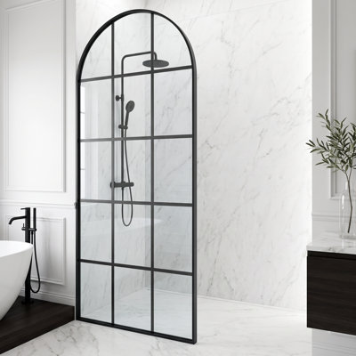 Écran de douche à cadre fixe l 34 "x H 78" avec grille 3/8 "Arden