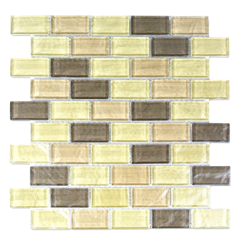 Carreau de mosaïque pour mur et piscine en verre texturé à bords droits de 1 po x 2 po Geo