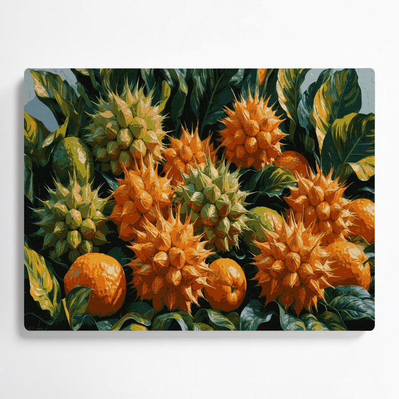 «Fruit Naranjilla», art mural en métal brun, H 11 po x l 14 po