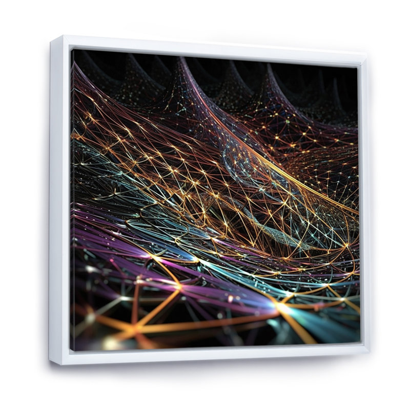 «Futuristic Infinity Matrix», art mural sur toile Fractals, H 36 po x l 36 po x P 1,5 po, Cadre flottant blanc