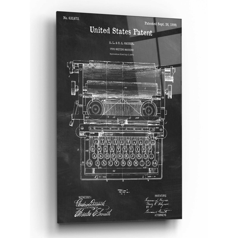 «Typewriter Blueprint Vernis», impression sans cadre, H 16 po x l 12 po x P 0,13 po