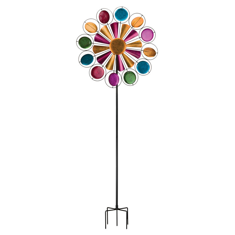 84" Multicolor Aluminum Wind Spinner with Rotating Disks