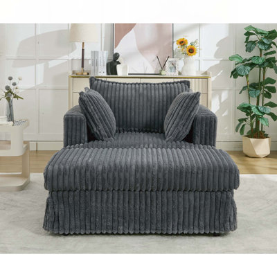Chaise longue surdimensionnée en velours côtelé avec repose-pieds