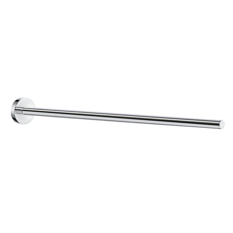 Wall mounted hand towel holder next to a vanity , Brushed chrome