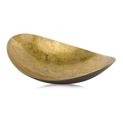 Plateau oblong en métal et bronze 10,5 "x 14" x 3,5 "Matthaios