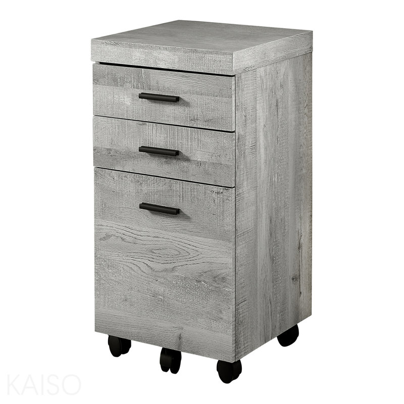 Grey Laminate Contemporary Rolling File Cabinet With Storage Drawers & Printer Stand, Gray
