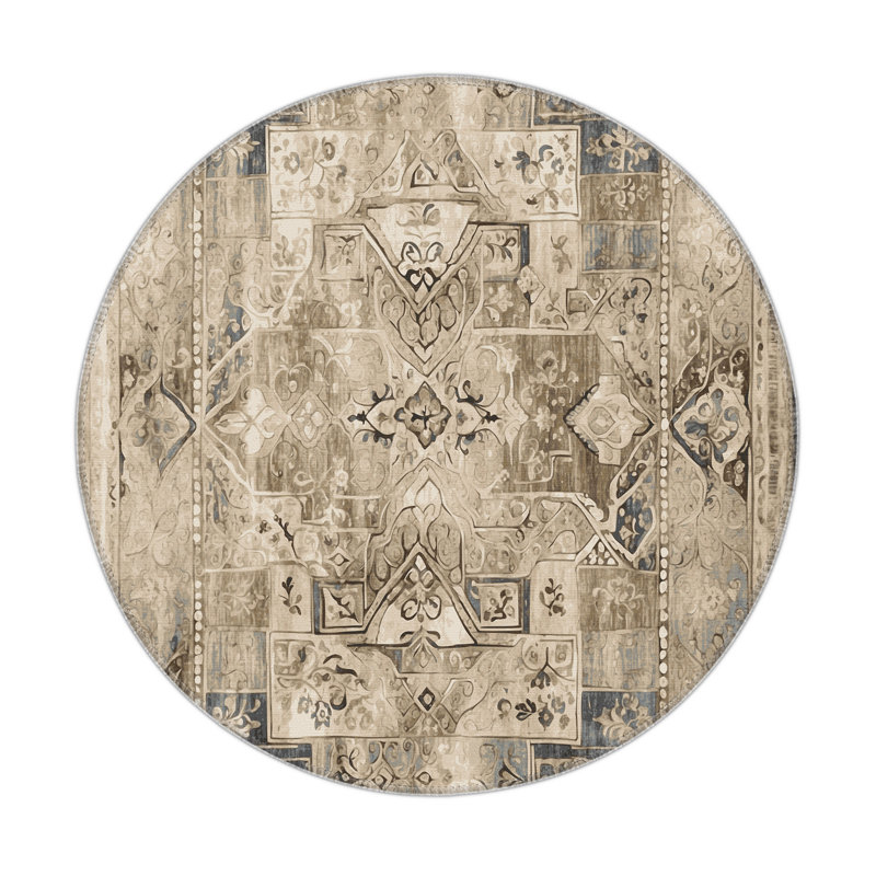 Ancient Whisper Indoor And Outdoor Area Rug, Round 5'