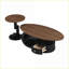 Ensemble de 2 tables basses gigognes noires pour le salon, peu encombrantes avec rangement et amp; Assemblage facile