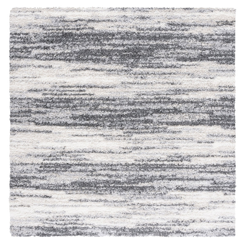 Mena Abstract Gray/Ivory Area Rug, Square 6'7"