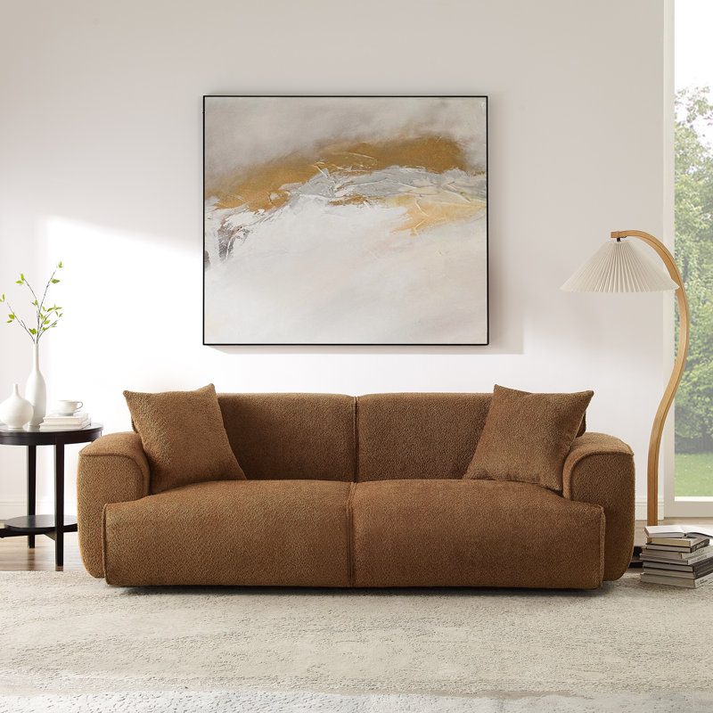 Wallas 231.1Cm Round Arms Sofa, Rust Boucle