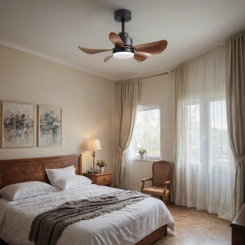 28 lnch Ceiling Fans with Lights and Remote/APP Control, Brown
