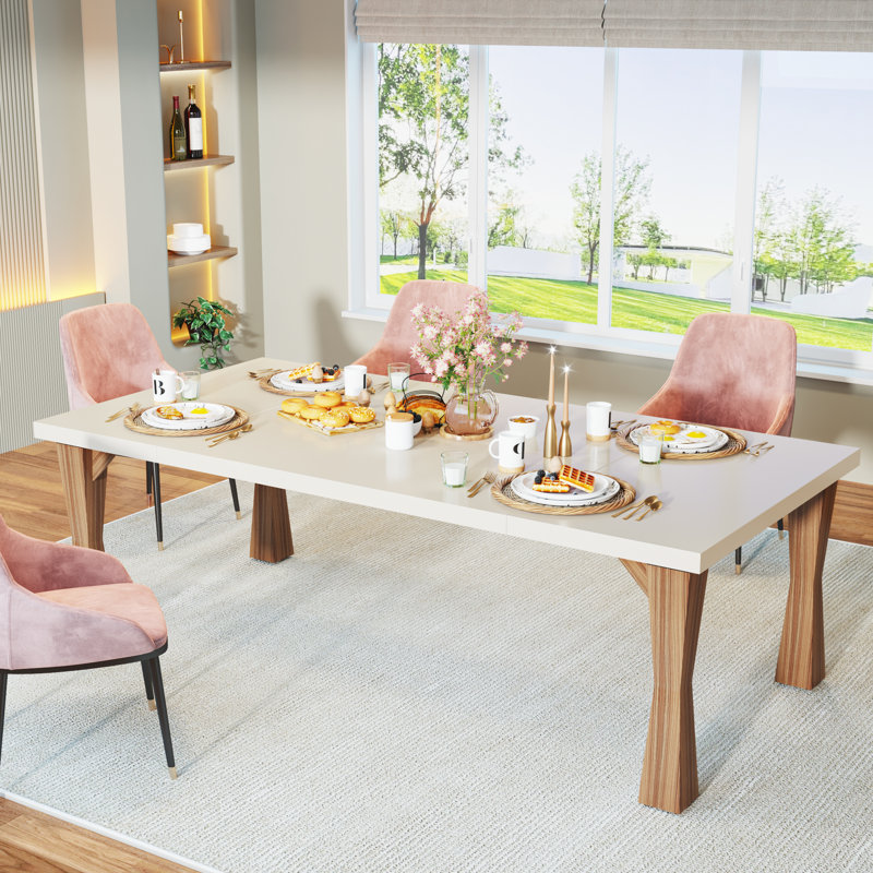 Goudreau Rectangular Dining Table, White/Brown