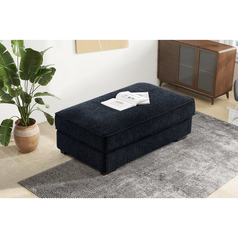 Repose-pieds rembourré Ruz, Chenille bleu