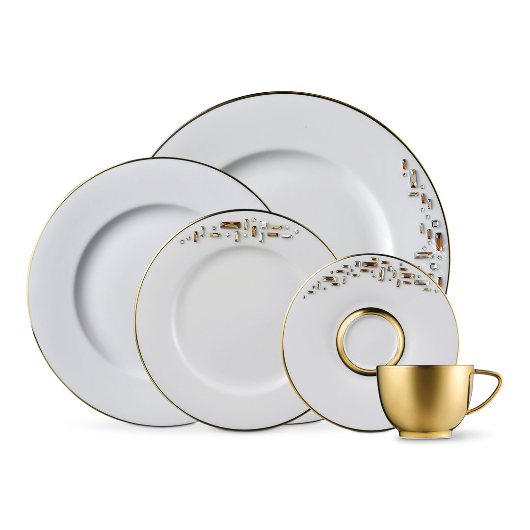 Diana 5 Piece Handmade Bone China Dinnerware Set Prouna