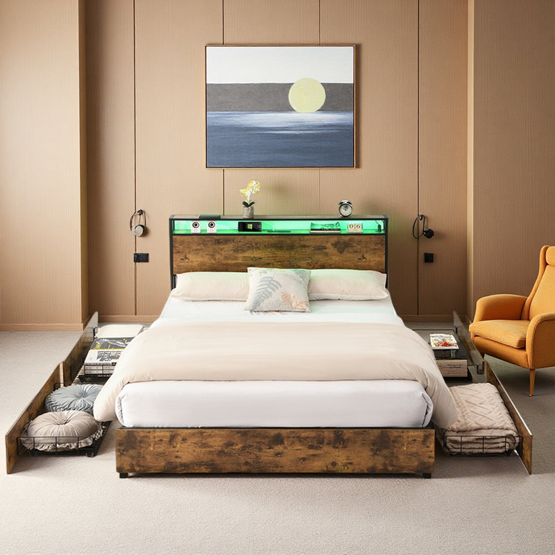 Lit plateforme avec rangement Retro Stable, Double