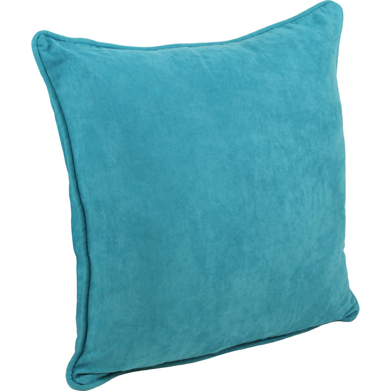 Housse et insert de coussin en microsuède jacquard carré, Bleu aqua
