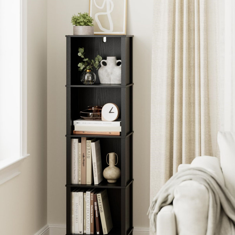 126.5cm H x 36.1cm W Standard Bookcase, Black
