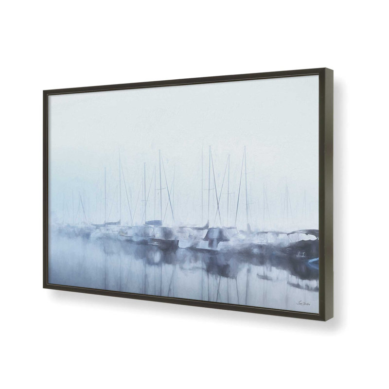 «Misty Marina» par Lori Deiter, reproduction d'art, 40 W x 30 H, Black, Framed Print