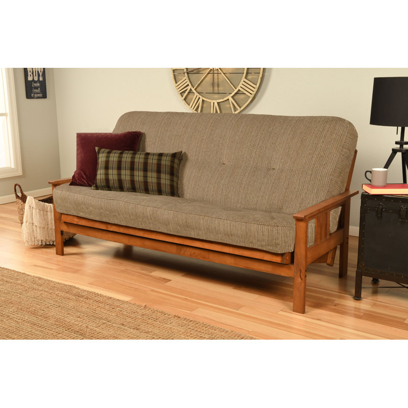 Johnte Full-Size Futon Frame and Full-Size Innerspring Mattress, Barbados, Taxi Woodsmoke, Innerspring