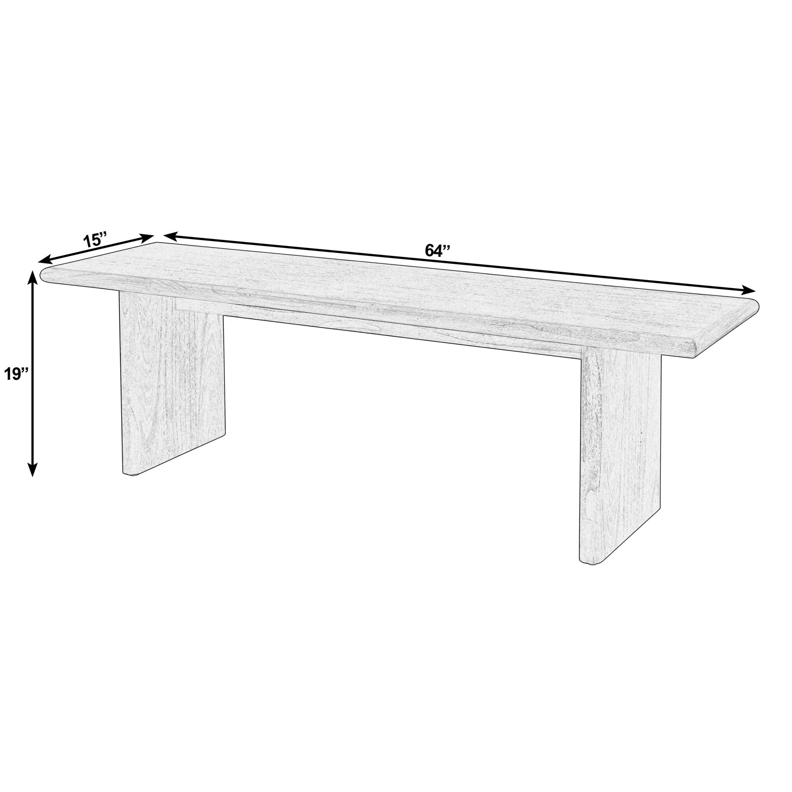 Soleil 64" Dining Bench, Black