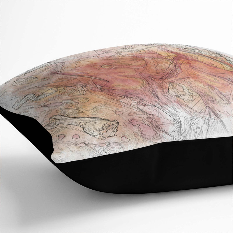 Abstract Square Throw Cushion, Black, 40cm H x 40cm W x 15cm D