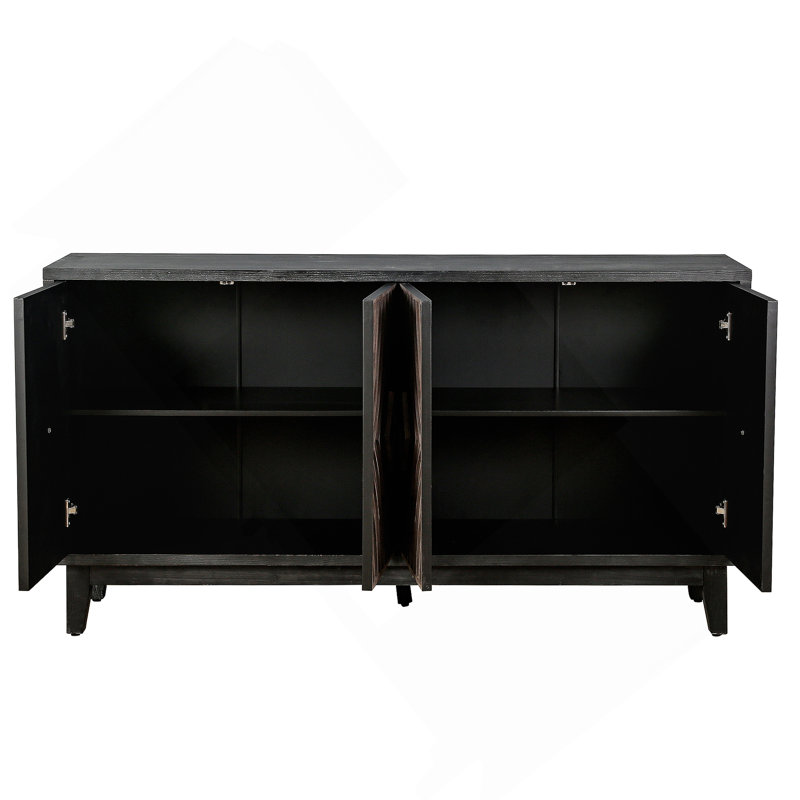 Mid Century Sideboard Buffet Cabinet with Solid Wood Legs 60" Kitchen Storage Cabinet Credenza