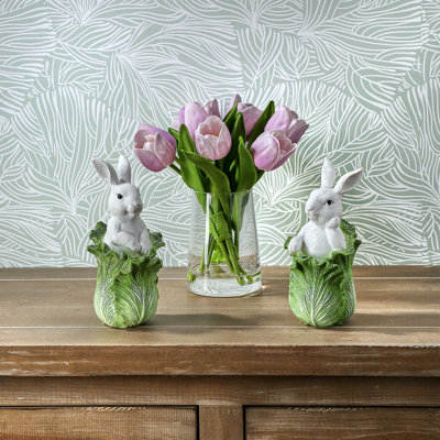 7" Resin Bunny In Cabbage 