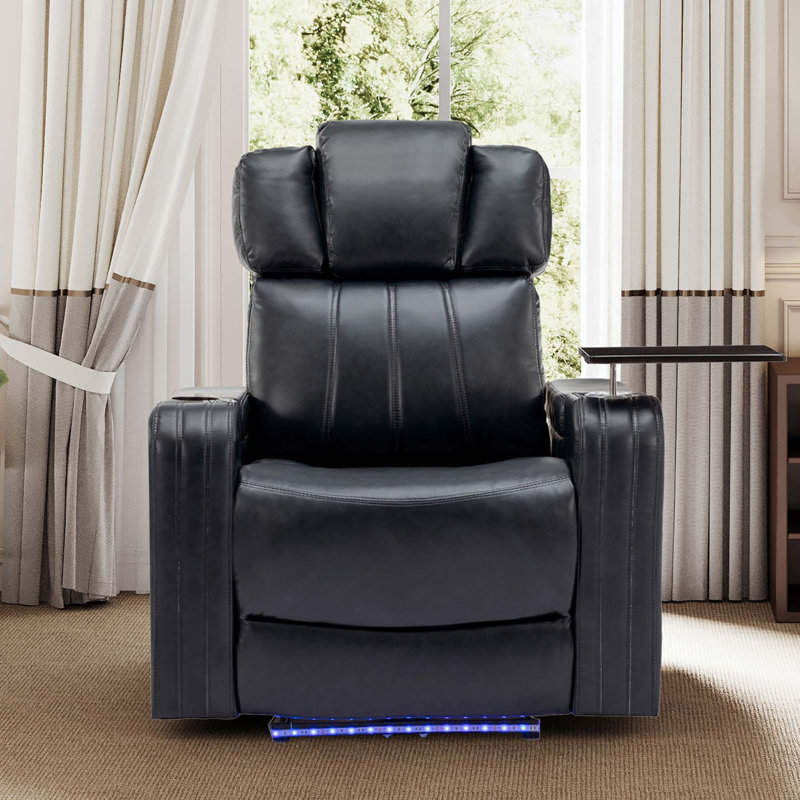 Fauteuil inclinable en cuir Ghida, Similicuir noir