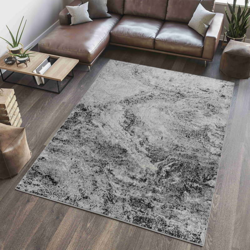 Tapis abstrait gris 7 pi x 10 pi