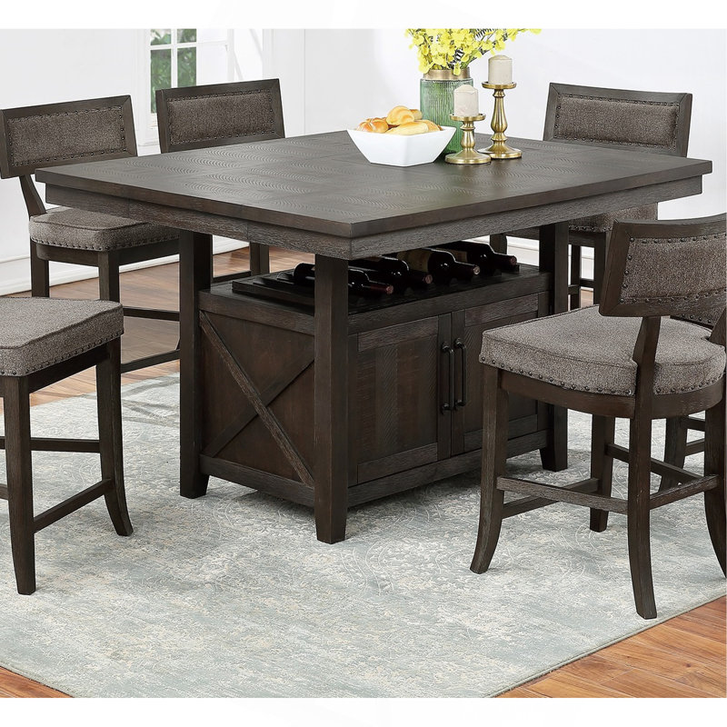 Table de salle à manger à hauteur de comptoir avec table espresso rustique en forme de papillon et base de rangement 1pc