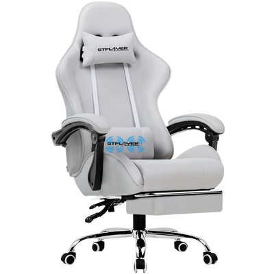 GTPLAYER Adjustable Reclining Ergonomic Swiveling PC & Racing Game Chair with Footrest