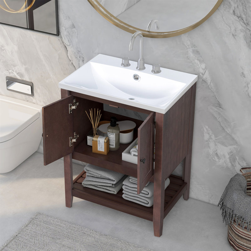 44 24'' Single Bathroom Vanity Base Only, Brown