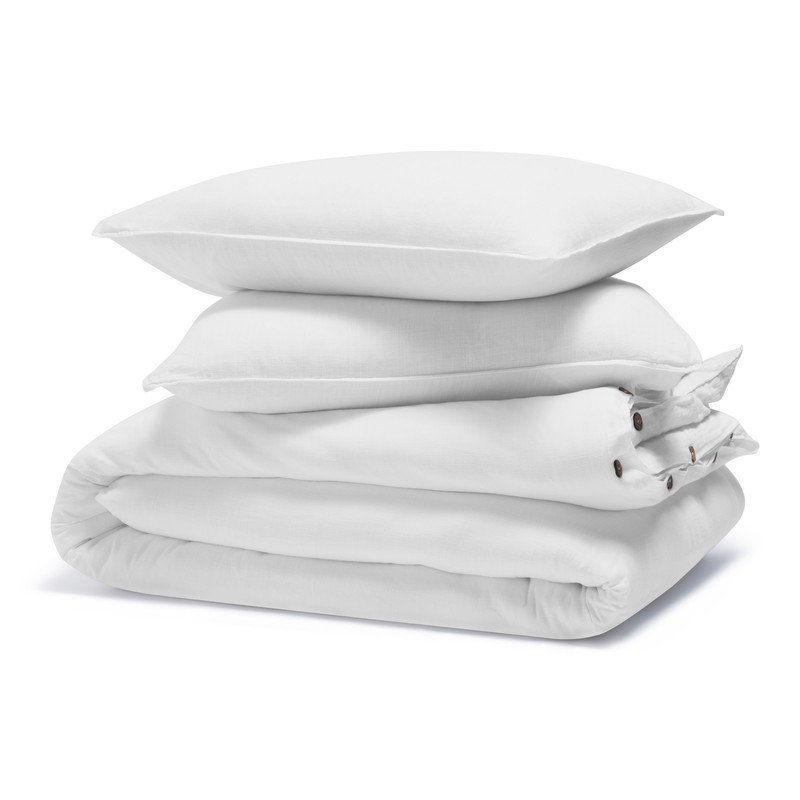 Ensemble de housse de couette 100% coton Chloe, Housse de couette très grand californien + 2 taie, Blanc