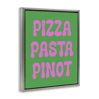 Pizza Pasta Pinot Framed Floater Canvas Wall Art by House of Lulu