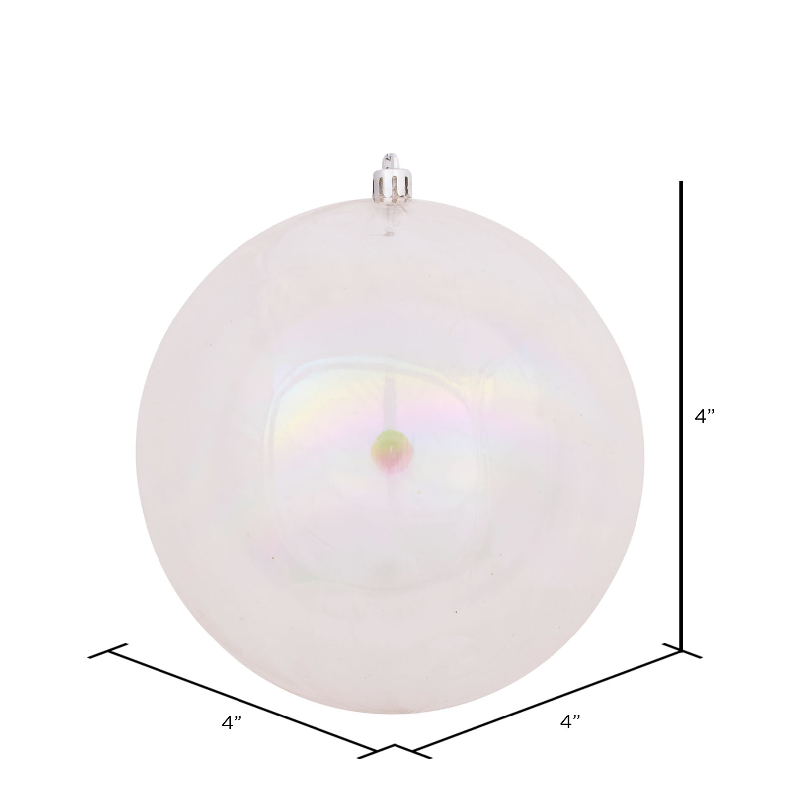 Holiday Décor Ball Ornament, Clear Iridescent, 4" H x 4" W x 4" D