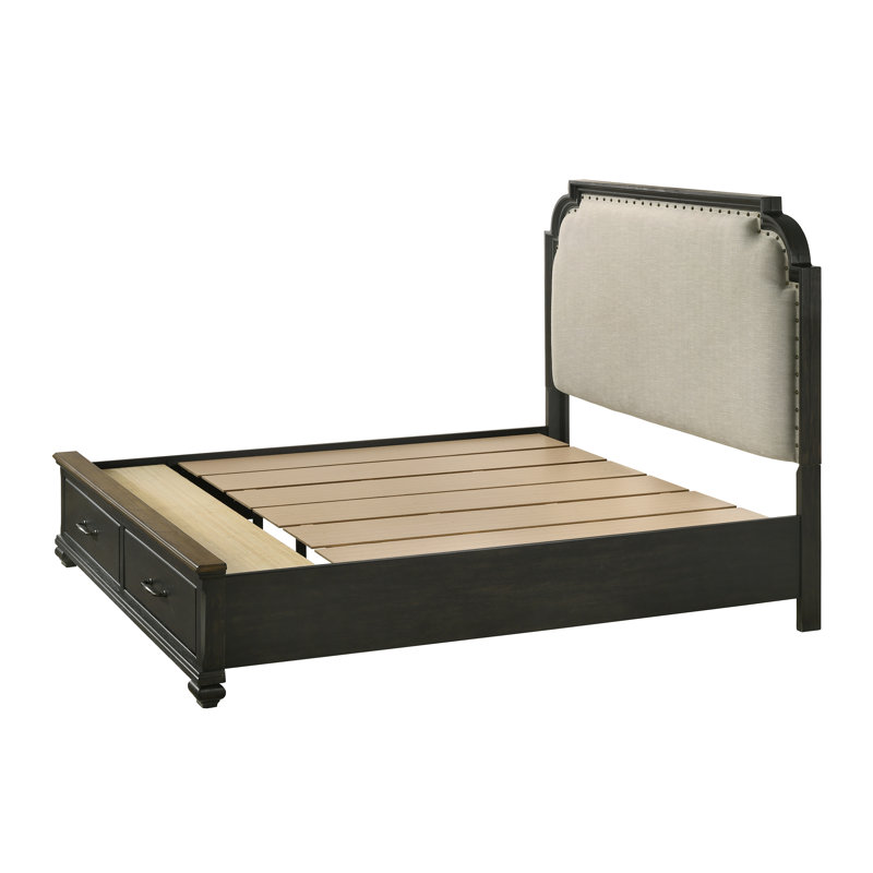 Lit plateforme tapissier avec rangement Jetnor, Grand
