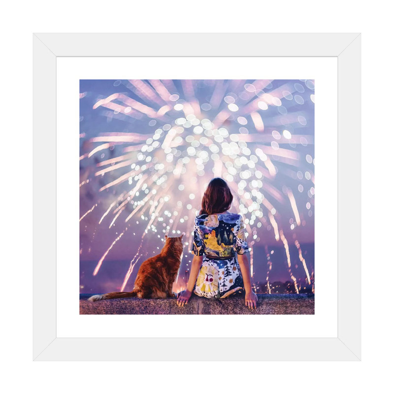 Nuit. Magie. Feux d’artifice de Hobopeeba-impression, H 24 po x l 24 po x p 1 po, Blanc, Papier encadré blanc