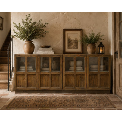 Rustic-Modern Solid Wood Sideboard, Cabinet - 91"
